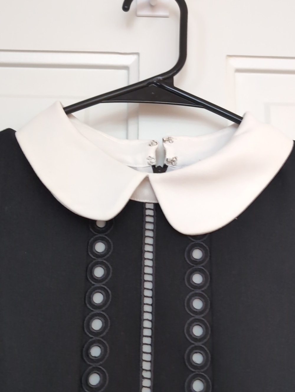 CeCe Black Mini Dress with White Peter Pan Collar - Picture 3 of 6
